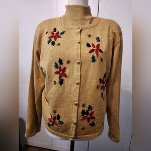 Preowned Dressbarn womens‎ large gold Christmas sweater